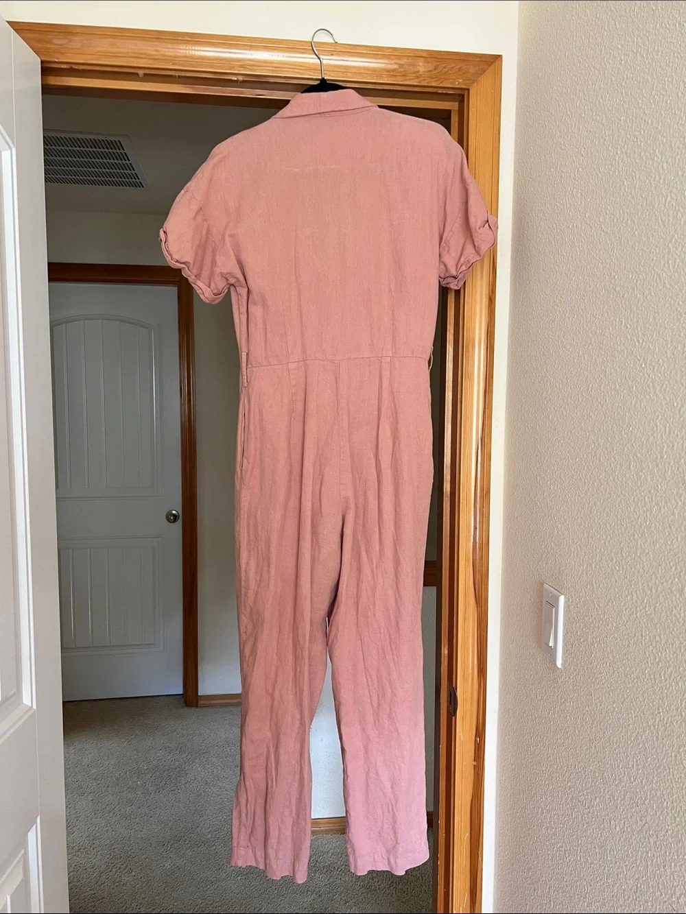Zara Women’s Dusty Rose Short-Sleeve Wrap Jumpsuit